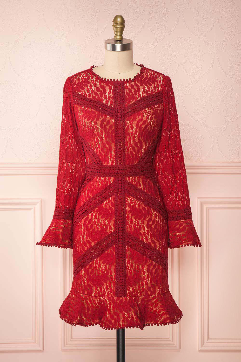 Jessamy Rouge Red Lace Cocktail Dress | Boutique 1861