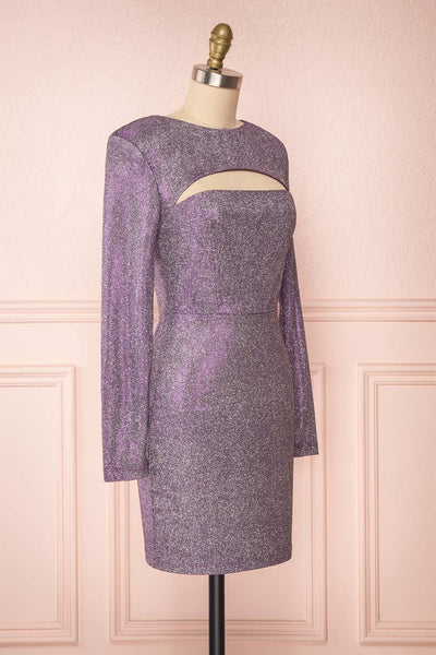Jeziorany Purple Glittery Dress | Robe Mauve side view | Boutique 1861