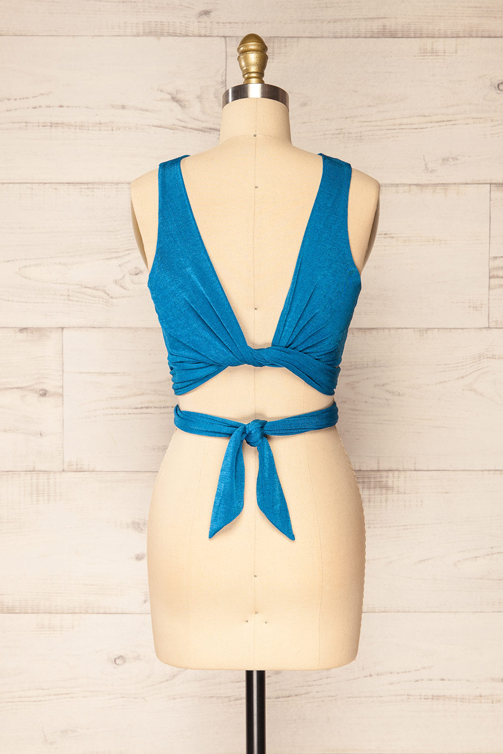 Jhoye Blue Shimmery Midi Dress w/ Removable Top | La petite garçonne top second back 