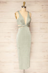 Jhoye Sage Shimmery Midi Dress w/ Removable Top | La petite garçonne side view