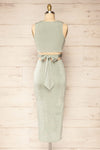 Jhoye Sage Shimmery Midi Dress w/ Removable Top | La petite garçonne back view