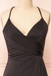 Jihyo Black Mermaid Maxi Dress w/ Laced-Back | Boutique 1861 front close-up