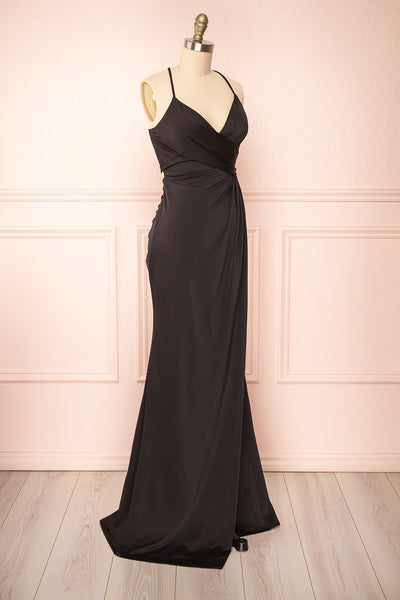 Jihyo Black Mermaid Maxi Dress w/ Laced-Back | Boutique 1861  side view