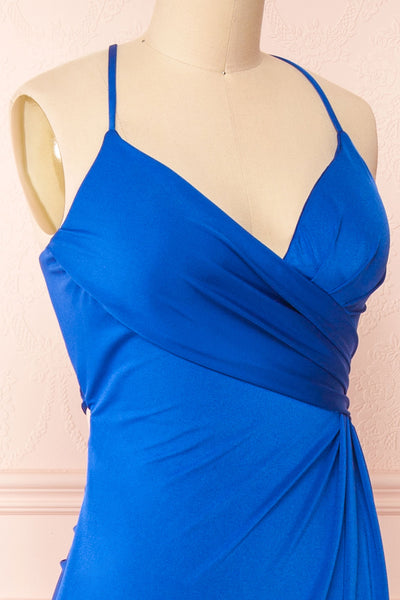 Jihyo Blue Mermaid Maxi Dress w/ Laced-Back | Boutique 1861 side close-up