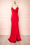 Jihyo Red Mermaid Maxi Dress w/ Laced-Back | Boutique 1861 front view