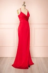 Jihyo Red Mermaid Maxi Dress w/ Laced-Back | Boutique 1861 side view