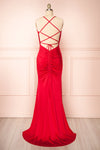 Jihyo Red Mermaid Maxi Dress w/ Laced-Back | Boutique 1861 back view