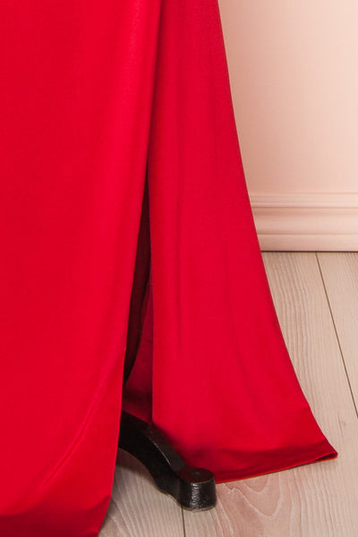 Jihyo Red Mermaid Maxi Dress w/ Laced-Back | Boutique 1861 bottom