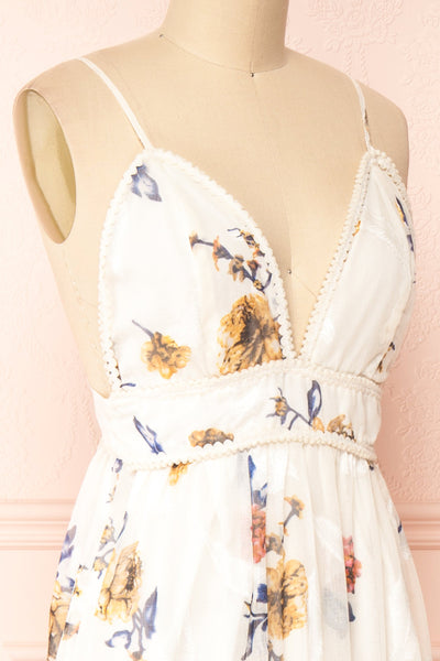 Jimena V-Neck Floral Print Dress | Boutique 1861 side close-up
