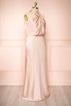 Jinny Champagne Satin Halter Maxi Dress w/ Slit | Boutique 1861 side plus size