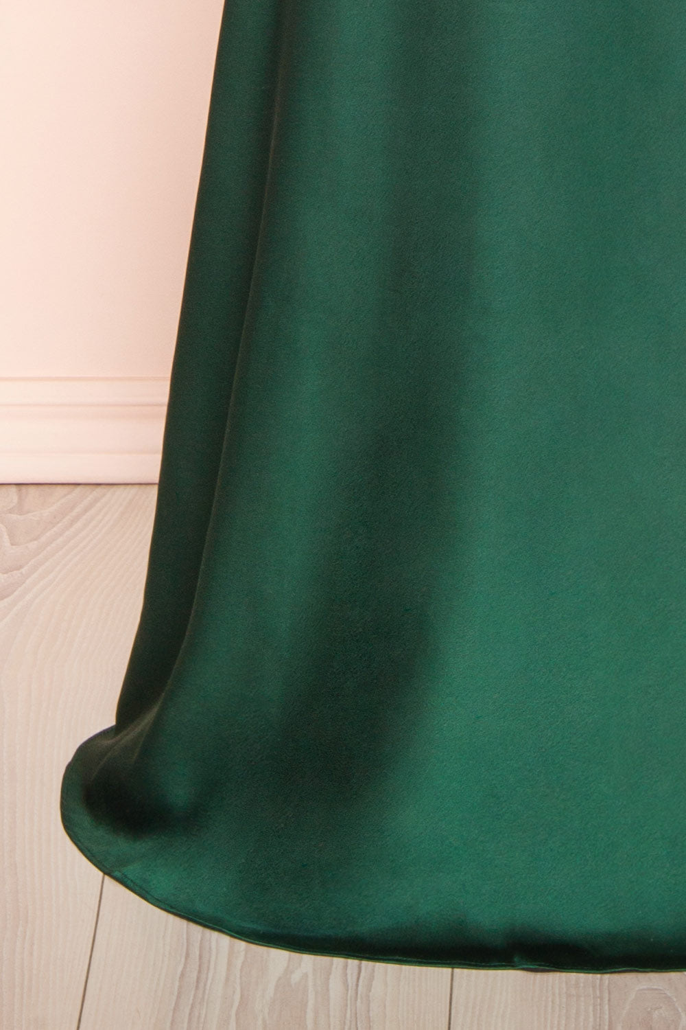 Jinny Emerald Satin Halter Maxi Dress w/ Slit | Boutique 1861 bottom