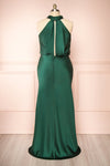 Jinny Emerald Satin Halter Maxi Dress w/ Slit | Boutique 1861  back plus size