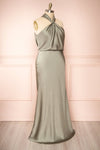 Jinny Sage Satin Halter Maxi Dress w/ Slit | Boutique 1861 side plus size