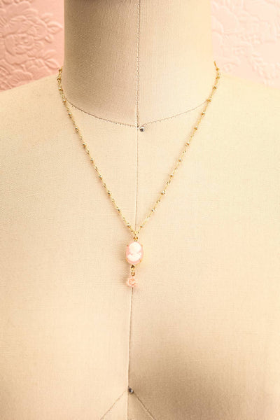 Joan Blondell Golden Cameo Pendant Necklace | Boutique 1861
