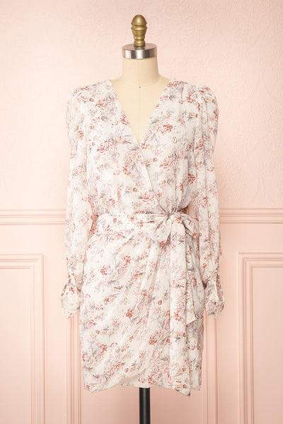 Jocaste Floral Wrap Dress w/ Long Sleeves | Boutique 1861 front view