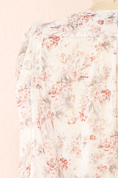 Jocaste Floral Wrap Dress w/ Long Sleeves | Boutique 1861 back close-up