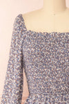 Jocelyne Midi Floral Dress w/ Square Neckline front close-up
