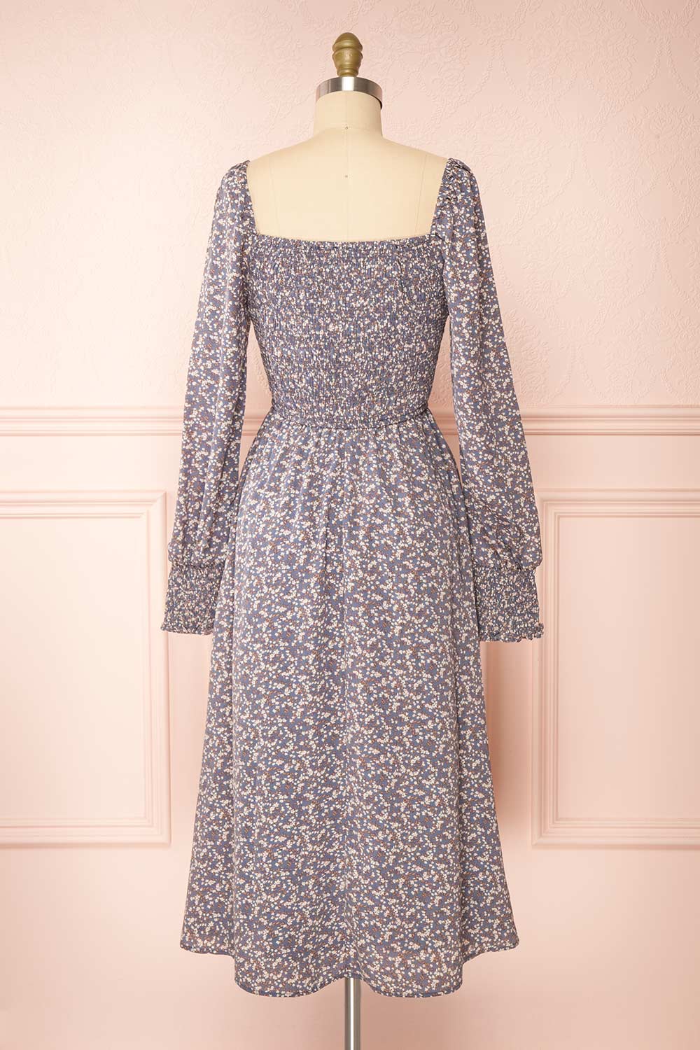 Jocelyne Midi Floral Dress w/ Square Neckline back view