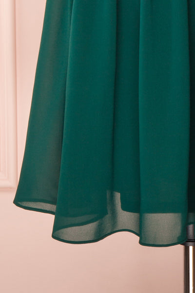 Joelle Emerald Chiffon Cocktail Dress | Robe | Boutique 1861 bottom close-up