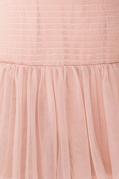 Johanne Nude Pink Layered Tulle Mermaid Dress | Boutique 1861 fabric details