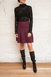 Sigrid Burgundy Short Fit & Flare Skirt | Boutique 1861 model