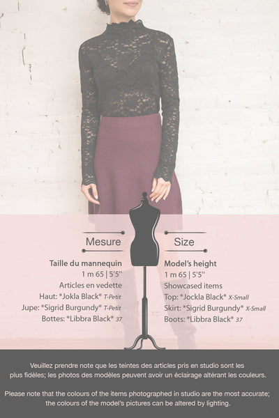 Sigrid Burgundy Short Fit & Flare Skirt | Boutique 1861 fiche