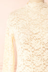 Jokla Cream Lace Mock Neck Top | Boutique 1861 front close-up