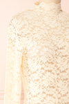 Jokla Cream Lace Mock Neck Top | Boutique 1861 side close-up