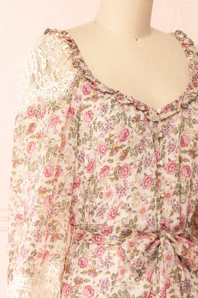 Jolia Short Floral Button-Up Dress | Boutique 1861 side close-up