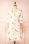 Jolyne Beige Floral Buttonned Midi Dress | Boutique 1861 front view
