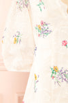 Jolyne Beige Floral Buttonned Midi Dress | Boutique 1861 sleeve