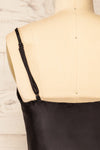 Jonca Black Draped Collar Cropped Satin Tank Top | La petite garçonne back close-up