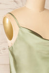 Jonca Sage Draped Collar Cropped Satin Tank Top | La petite garçonne side close-up