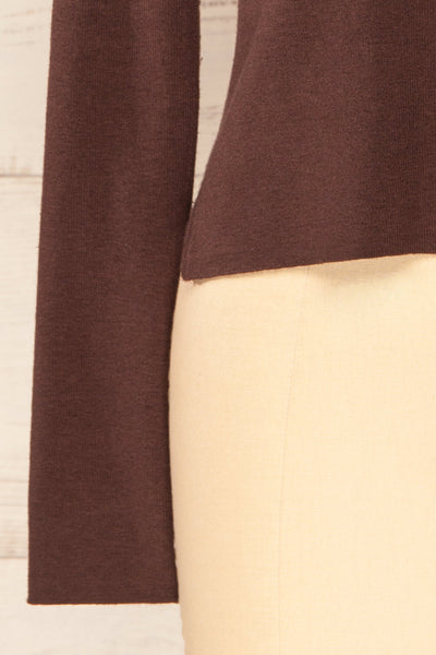 Jorden Brown Long Sleeve Crossed Back Top | La Petite Garçonne sleeve