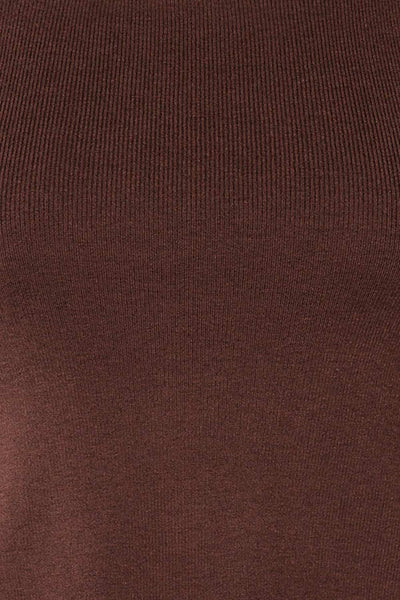 Jorden Brown Long Sleeve Crossed Back Top | La Petite Garçonne fabric