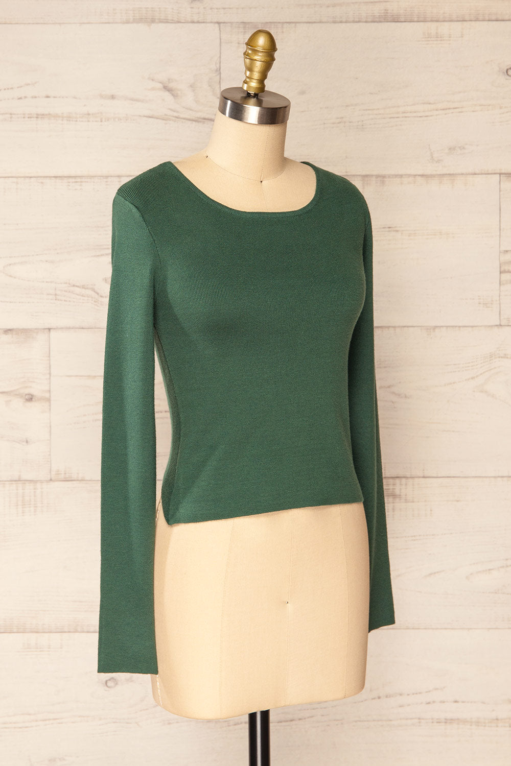 Jorden Green Long Sleeve Crossed Back Top | La Petite Garçonne side view