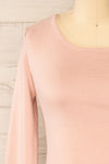 Jorden Pink Long Sleeve Crossed Back Top | La Petite Garçonne front close-up