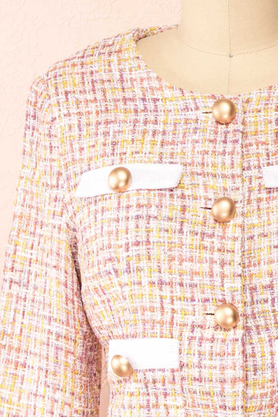 Jorja Cropped Tweed Blazer | Boutique 1861 closed close-up
