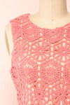 Josephyne Short Pink Crochet Dress | Boutique 1861 front close-up