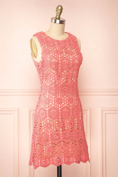 Josephyne Short Pink Crochet Dress | Boutique 1861 side view