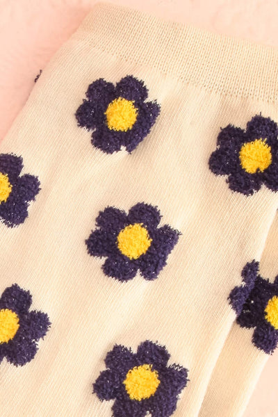 Josie Ivory Floral Crew Socks | Boutique 1861 close-up