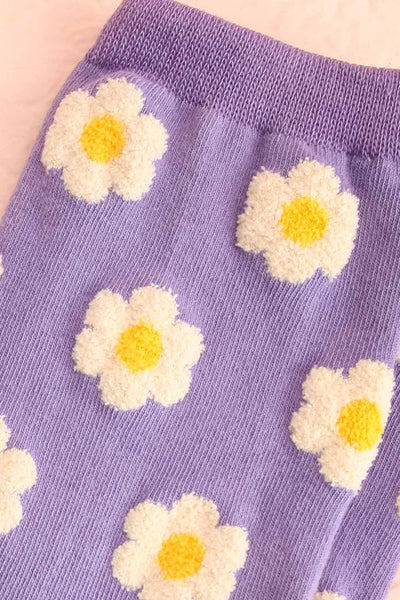 Josie Purple Floral Crew Socks | Boutique 1861 close-up
