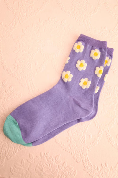 Josie Purple Floral Crew Socks | Boutique 1861
