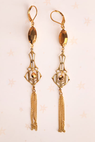 Joyce Compton Golden Art Deco Pendant Earrings | Boutique 1861 1