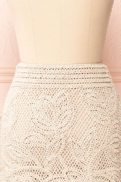Juana Beige Crochet Short Skirt | Boutique 1861 back close-up