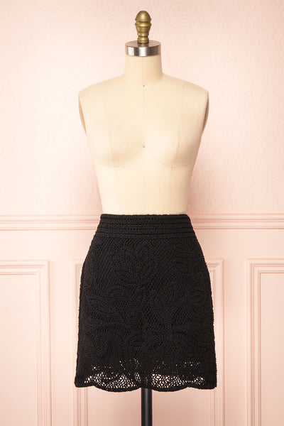Juana Black Crochet Short Skirt | Boutique 1861 front view