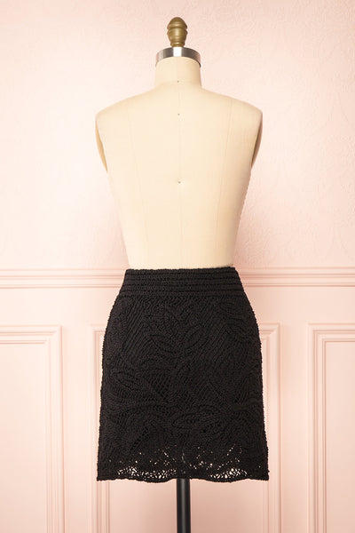 Juana Black Crochet Short Skirt | Boutique 1861 side close-up