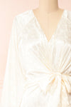 Juanita Ivory Floral Satin Midi Dress | Boudoir 1861 front close-up
