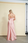 Jude Blush Pink Silky Flowy Halter Dress | La Petite Garçonne back on model