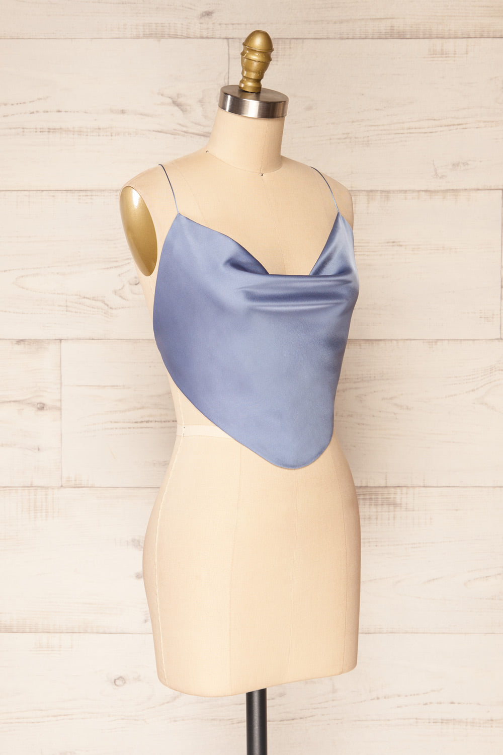 Jules Blue Lace-Up Back Crop Top | La petite garçonne side view